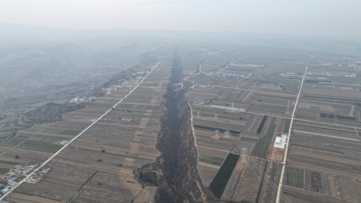 Big trench in Shanxi Province close to Sanmenxia